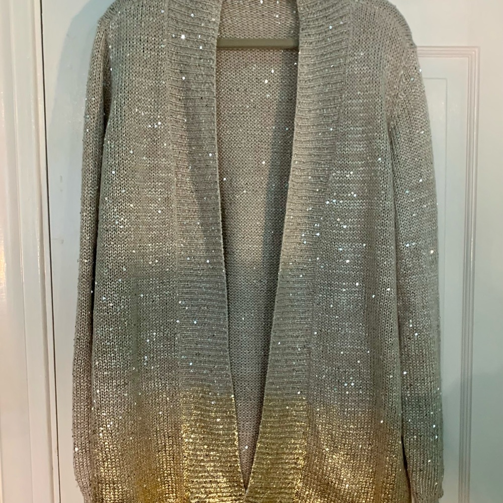 Chico's Gold Sequin Cardigan